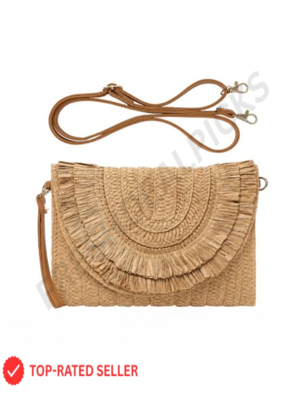 Natural Straw Clutch Handbag Crossbody with 2 Straps for Women